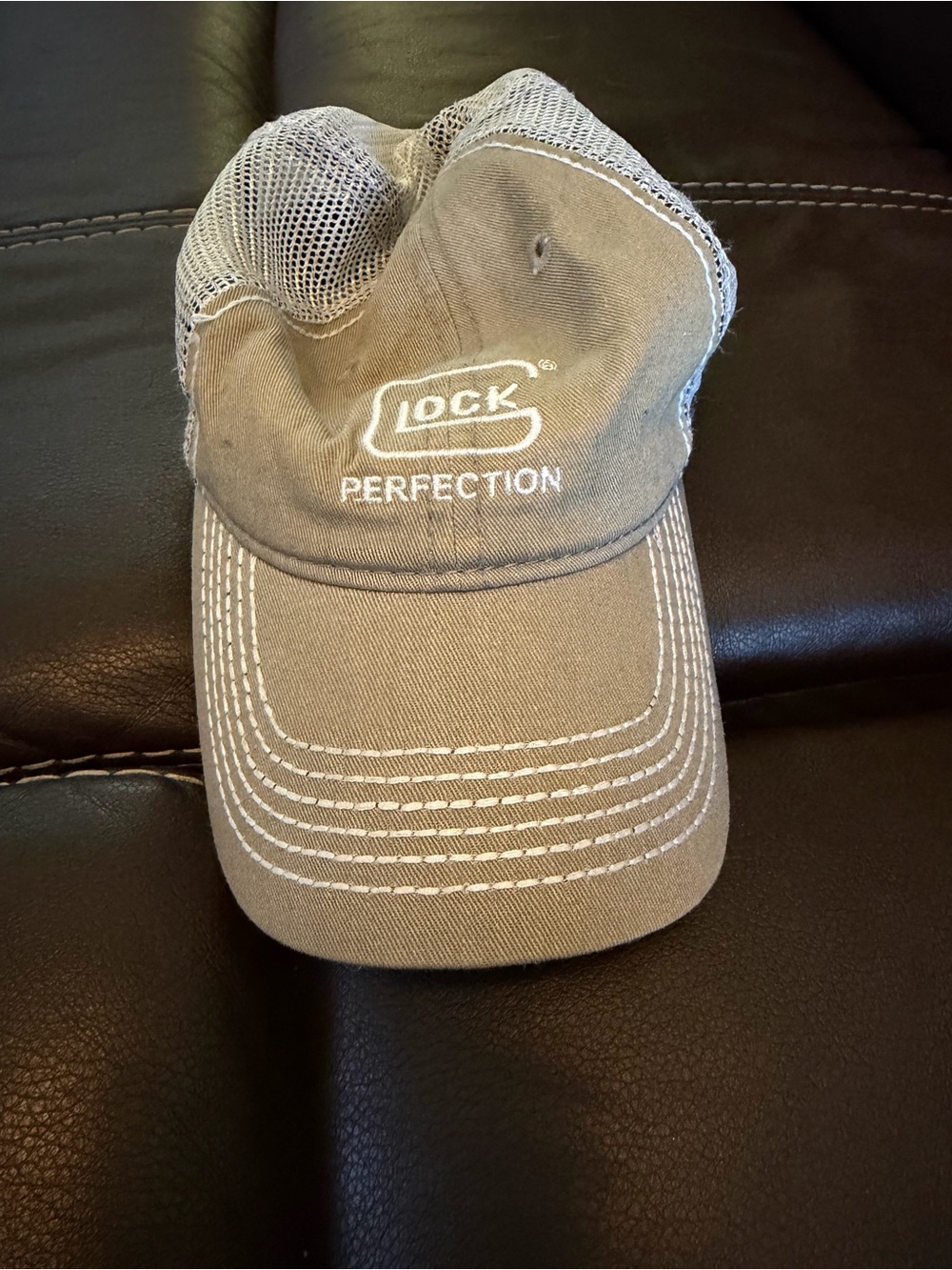 Glock Perfection Mesh Trucker Cap in White with Black Patch